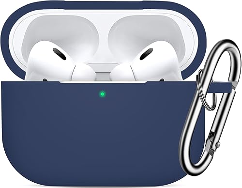 Vista 10 de Funda compatible con Airpods Pro 2 con llavero, funda protectora completa de silicona suave para Apple AirPods Pro de 2ª generación, LED frontal