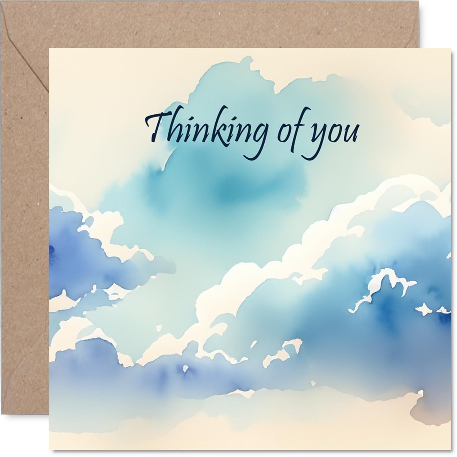 Clouds Sympathy Card for Women Men - Watercolour Clouds - Mourning Bereavement Cards for Adults, 145mm Condolences Thinking of You Greeting Cards
