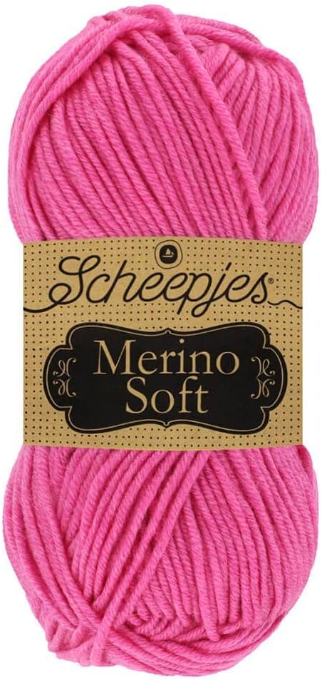 Scheepjes Merino Soft 50 g (1.76 oz) Yarn - 636 Carney Pink, Superwash Merino Blend