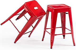 Vogue Furniture Direct 24 Inch Metal Bar Stools, Backless Counter Height...