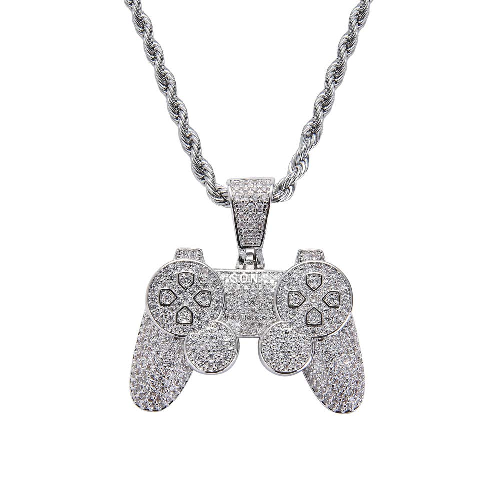 Moca JewelryMoca Jewelry Iced Out Pendant 18K Gold Plated Bling CZ Simulated Diamond Hip Hop Necklace for Men Women