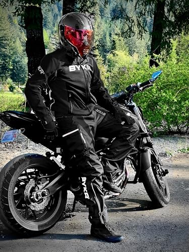 Bykr Mesh Motorcycle Jacket For Men Dual Sports Adventure Breathable Air Racing Bikers Riding Powersports Protective Motorbike Jackets Enduro Ce Armored Black Large thumb #2