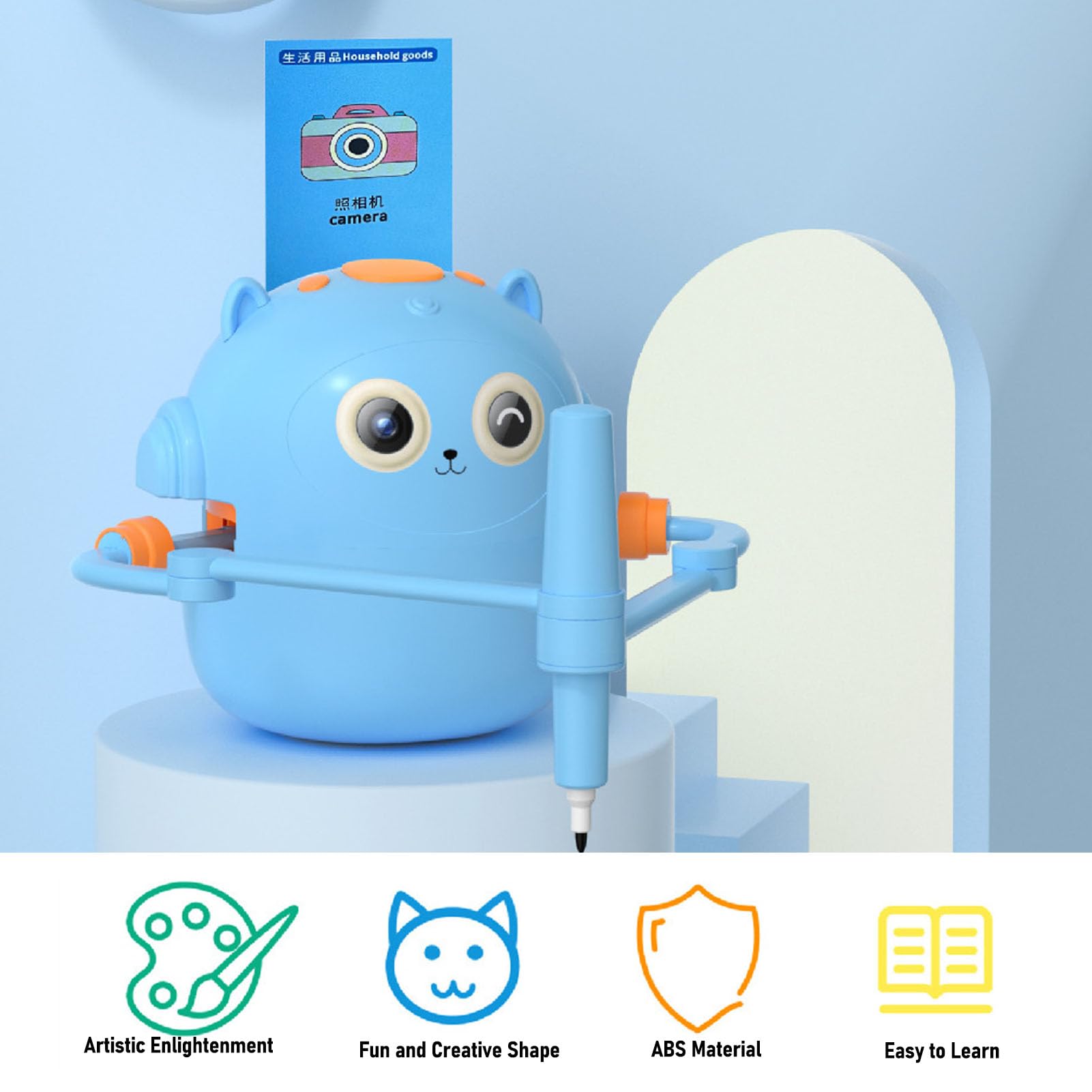 Cuifati Robot de Dibujo Inteligente para Niños de 5 a 12 Años, Juguete Educativo Interactivo de Aprendizaje de Dibujo con 100 Tarjetas de Palabras, Máquina de Electrónica Interactiva por Voz, Regalo