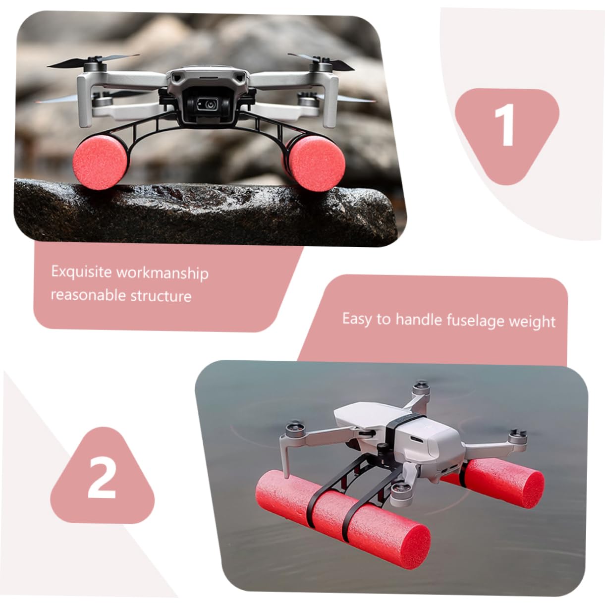 Supporto Galleggiante per Carrello di Atterraggio Drone Mini 2, Estensione Stabile per Atterraggi su Acqua, Kit Ammortizzante Facile da Montare per Piloti di Droni