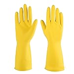IUCGE Rubber cleaning gloves yellow 6 Pairs for Household,Reuseable dishwashing gloves for Kitchen.(6,XL)
