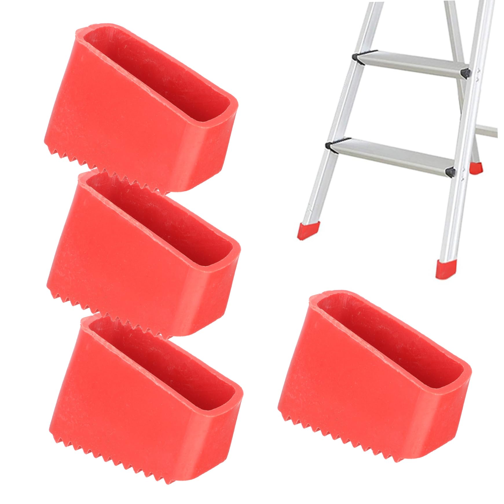 4PCS Ladder Feet Rubber Pads, Non-Slip Ladder Accessories, Replacement Foot Caps for Stepladders