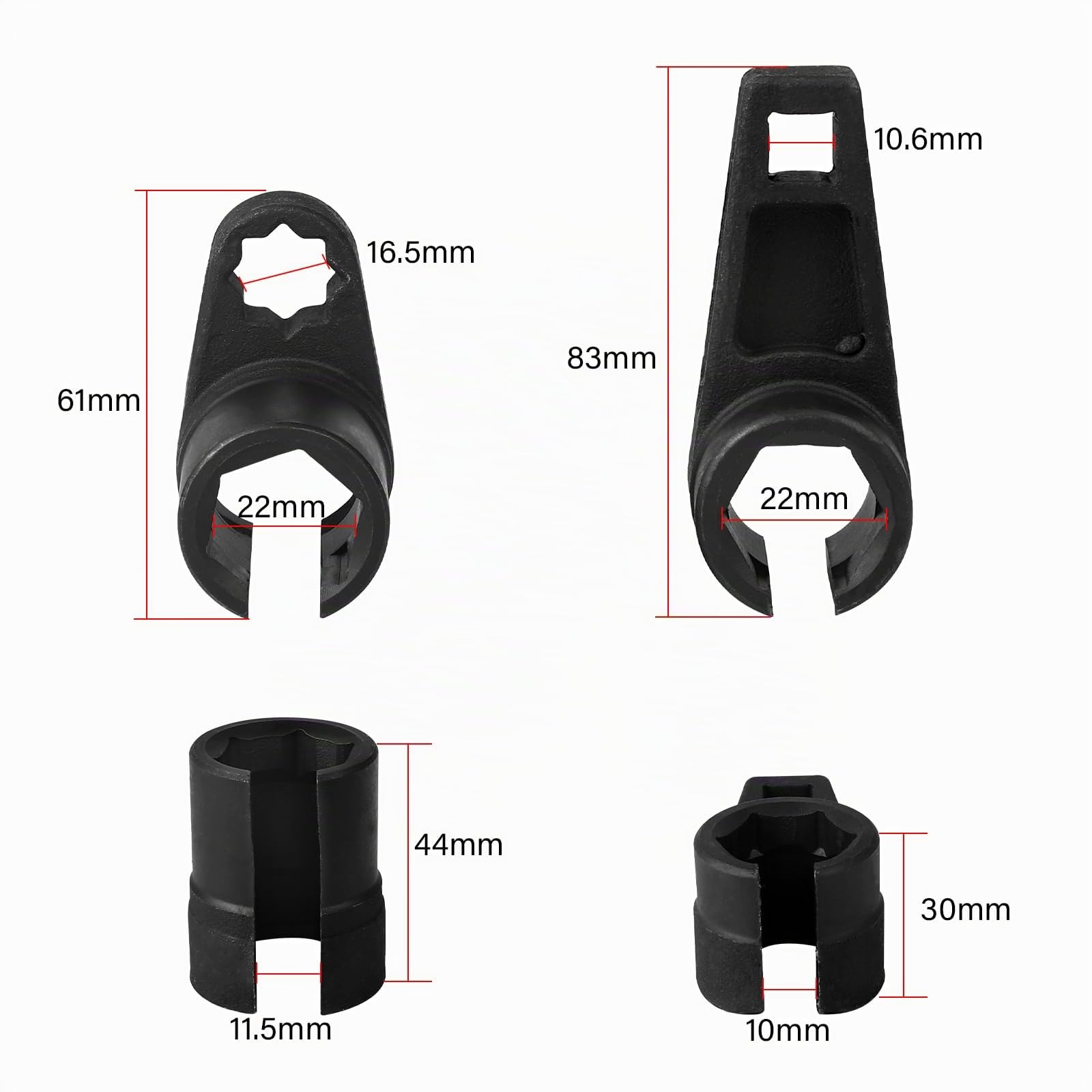 Lot de 10 clés à douille pour sonde lambda - Avec écrou de sonde lambda de 22 mm et 27-29 mm et clé à vis pour capteur d'oxygène de 7/8" - Outil de sonde lambda (10 pièces)