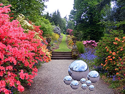 Kunjocy Stainless Steel Gazing Ball, 8 Pcs 50-150 Mm Mirror Polished Hollow Ball Reflective Garden Sphere, Floating Pond Balls Seamless Gazing Globe For Home Garden Ornament Decorations (Silver) #TOP3