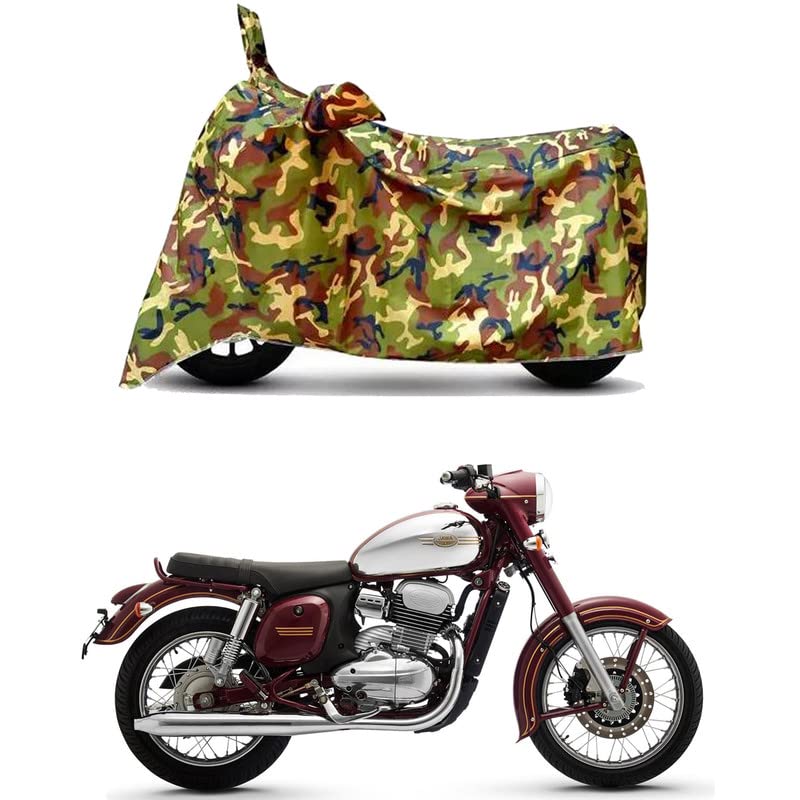 Image of Waterproof 100% PVC Coated Bike Scooty Two Wheeler Body Cover Compatible for Jawa Dual Channel BS6 /UV-Rays /Heat Protection /Birds Dropping /Scratchproof /Dust Proof [6X6 Jungle Print]