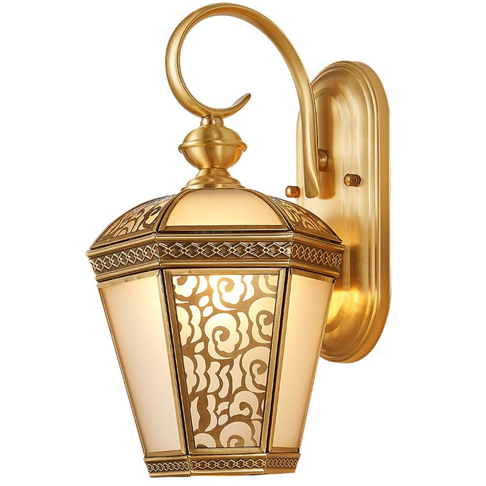 Applique murale E27 en verre et cuivre pur style européen pour extérieur chic
