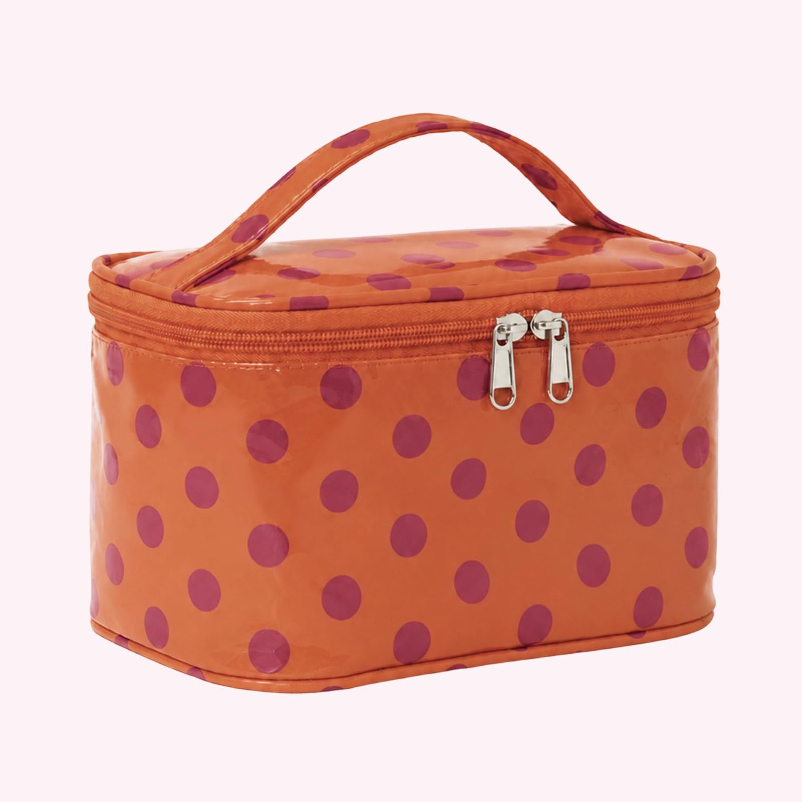 Polka Dot PVC podróżna kosmetyczka do makijażu, wodoszczelna dla kobiet, | EcoGleam Polka Dot PVC podróżna torba do makijażu, wodoodporna dla kobiet, estetyczna podróżna kosmetyczka z uchwytem, porta
