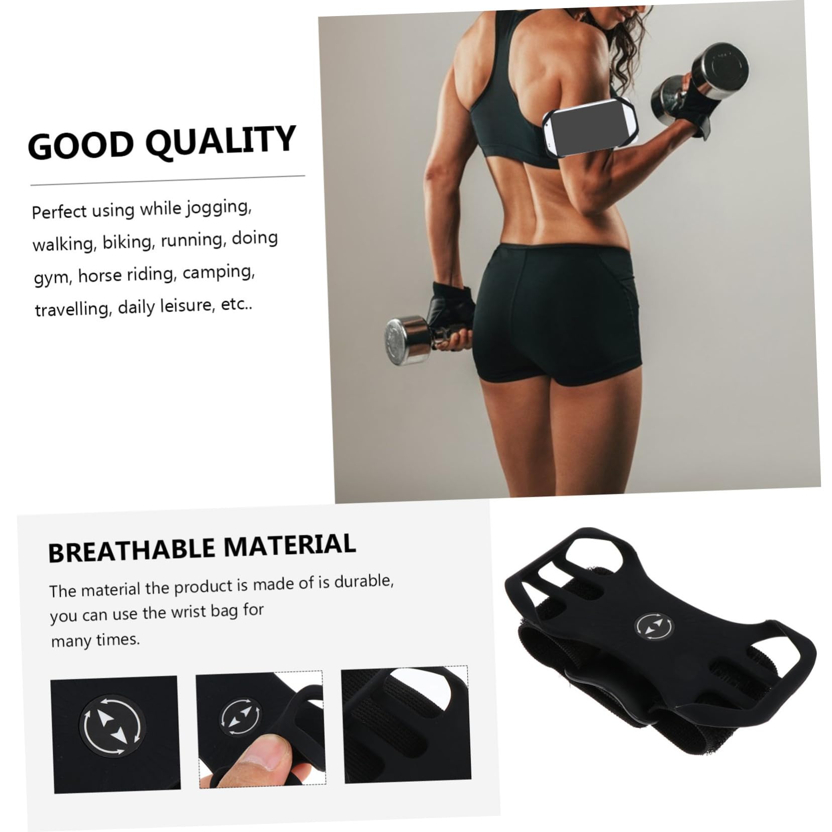 NUOBESTY 3 Sätze Wristband Handyhalterung Abnehmbares Sportarmband für Outdoor Aktivitäten Drehbare Armtasche für Smartphones Bequemes Atmungsaktives Design für Joggen Fitness