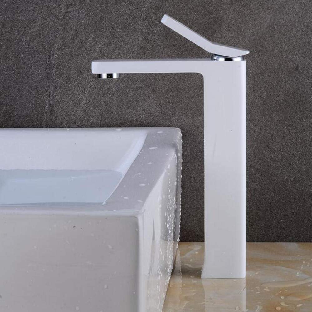 Grifo de lavabo alto de latón con mezclador monomando de agua fría y caliente para baño