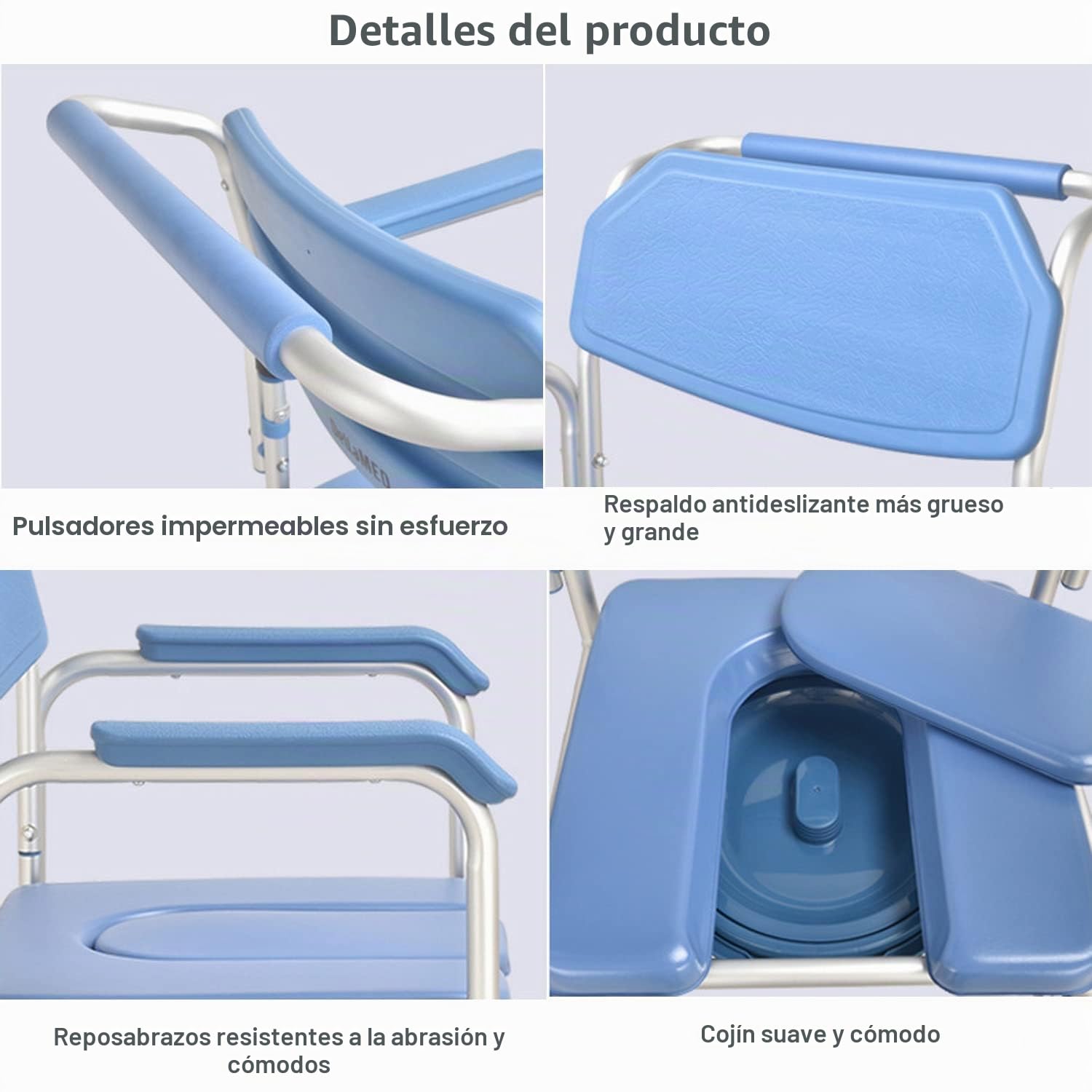 Sillas de inodoro con ruedas, sillas de ducha para ancianos con baño, sillas de ruedas con reposabrazos y sillas de ducha para discapacitados con cubos de inodoro de hasta 150 kilogramos