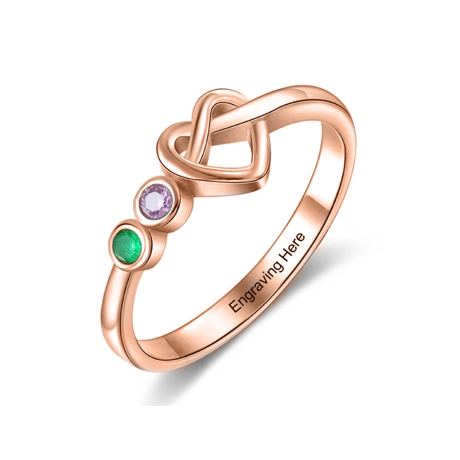 Mothers Day Gifts 10K 14K 18K Gold Personalized Mothers Ring with 2-4 Birthstones and Names for Women Family Jewelry Gifts For Mom Wife Grandma