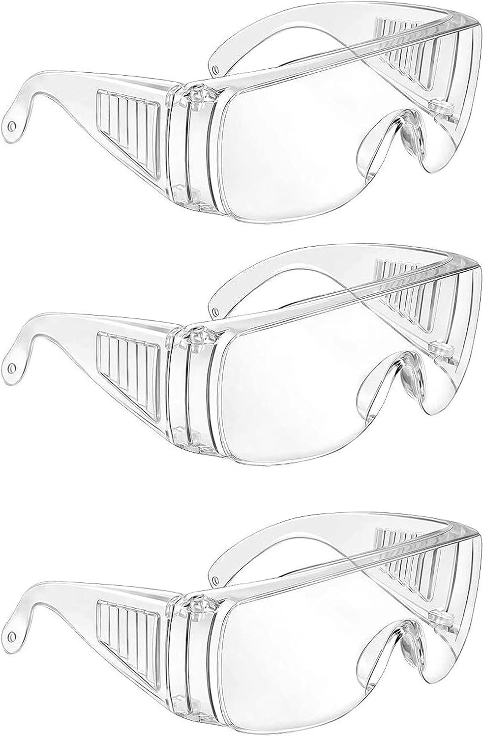 RTHGFN 3 Pairs Clear Safety Glasses Over Glasses Goggles Anti Fog