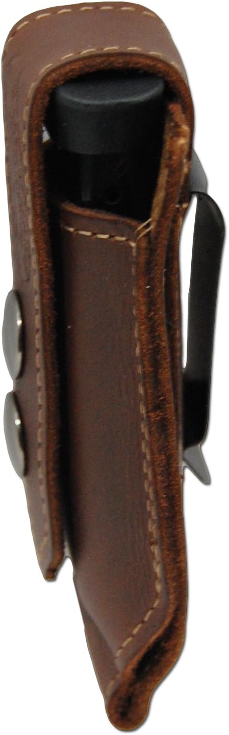 Barsony New Brown Leather Single Magazine Pouch for Mini/Small 22 25 32 380