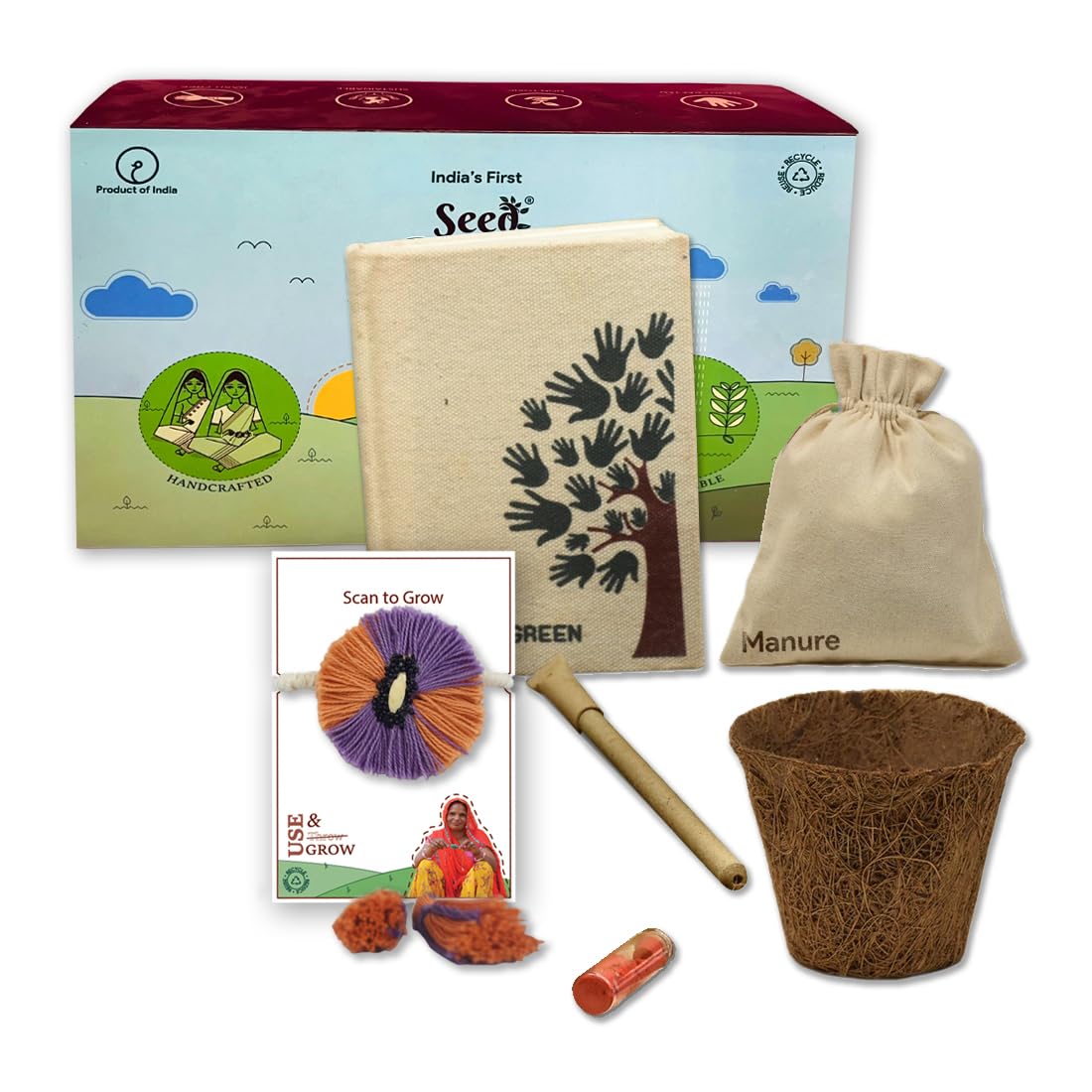 SeedRakhi for Brother - Plantable Rakshabandhan Rakhi with Seed Paper Diary And Eco Friendly Pen - Raksha Bandhan Rakhi Gift Set for Brother, Kids, Sister Handcrafted by Women Self Help Group (B07V53XPQL) Amazon Price History, Amazon Price Tracker