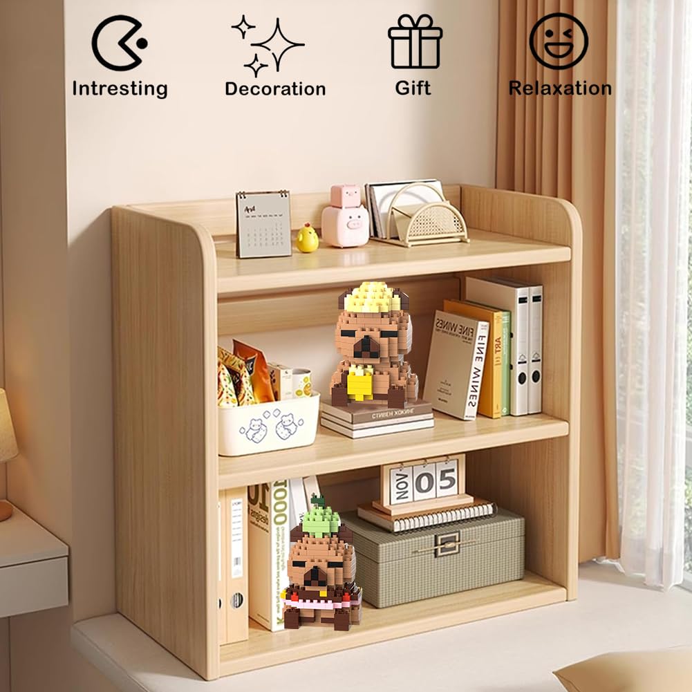 Capybara Building Blocks Anime Model Micro Blocks 3D Puzzle Micro Brick Figures Toys Plastic Model Kits Micro Building Block Puzzle Children DIY Block 2PCS(B) - Image 4