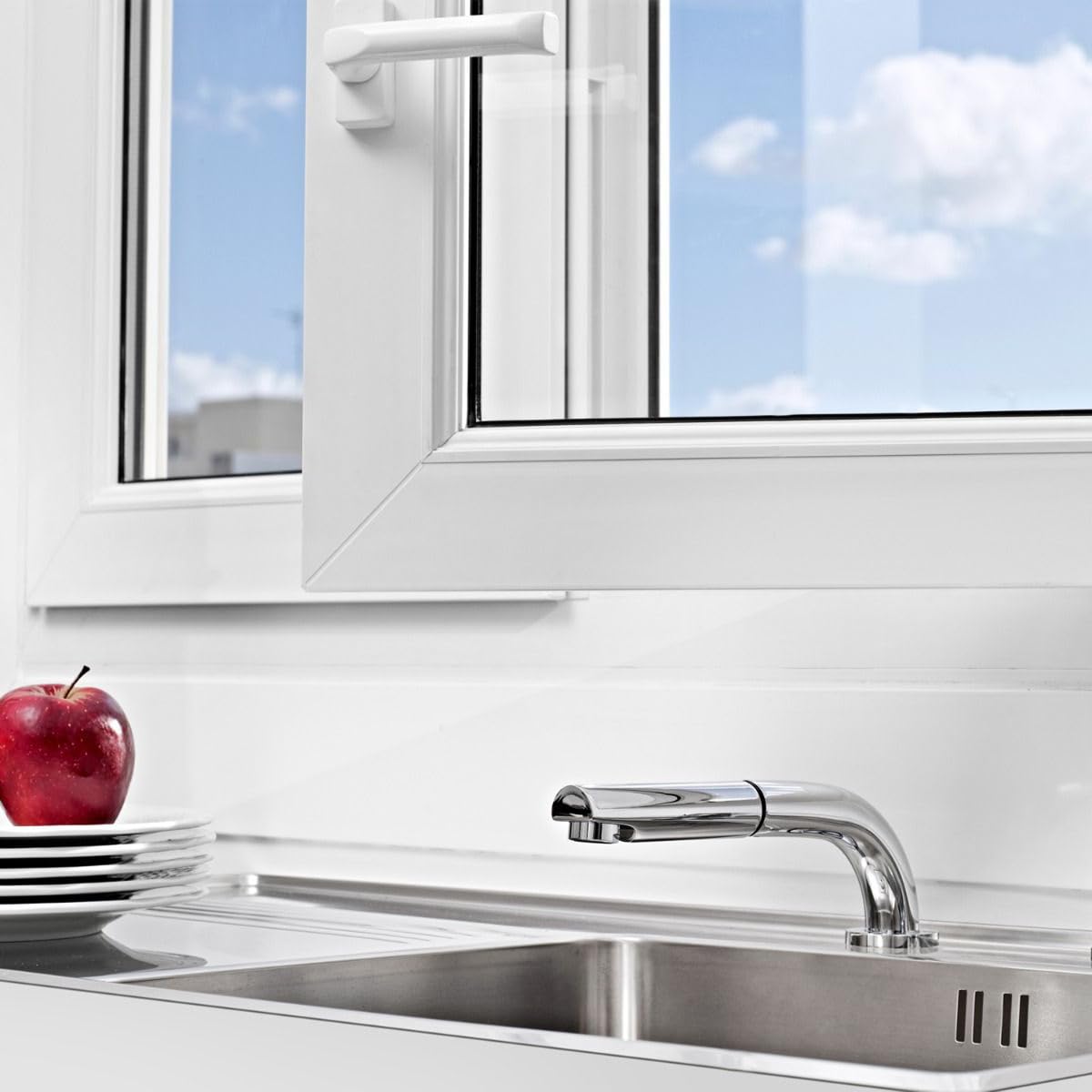 Essebagno Magic mitigeur évier chromé escamotable extractible 2 trous 'spécial fenêtre'