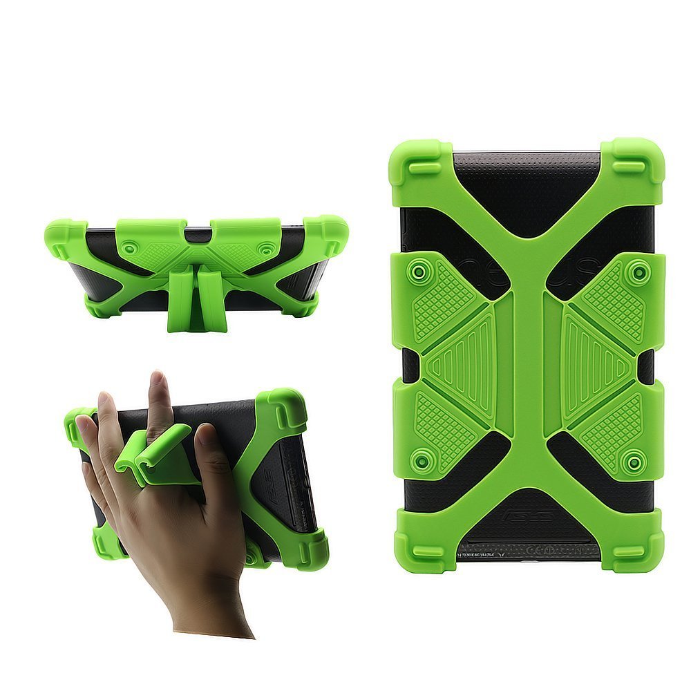 CHINFAI Universal 7 inch Tablet Case Shockproof Silicone Stand Cover for All Versions RCA Voyager Vankyo Yuntab Samsung Google Nexus MatrixPad Z1 Huawei 7" Android Tablet and More, Green