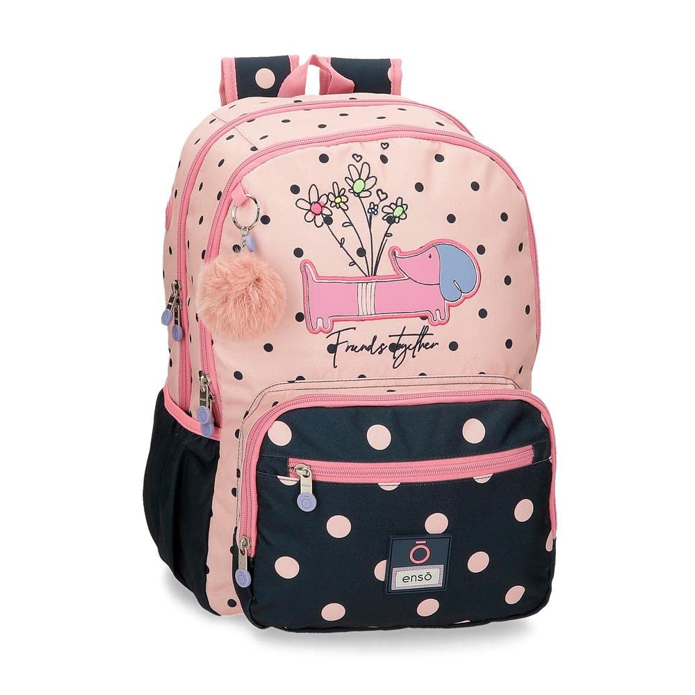 Enso Friends Together Mochila Escolar Doble Compartimento Adaptable a Carro Rosa 32x44x17 cms Poliéster 23,94L