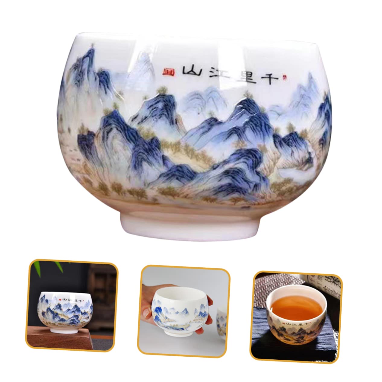 Taza de Cerámica para Té de Estilo Tradicional Diseño Pintado a Mano, Multiuso y Decorativa Adecuado para Casa o Casa de Té