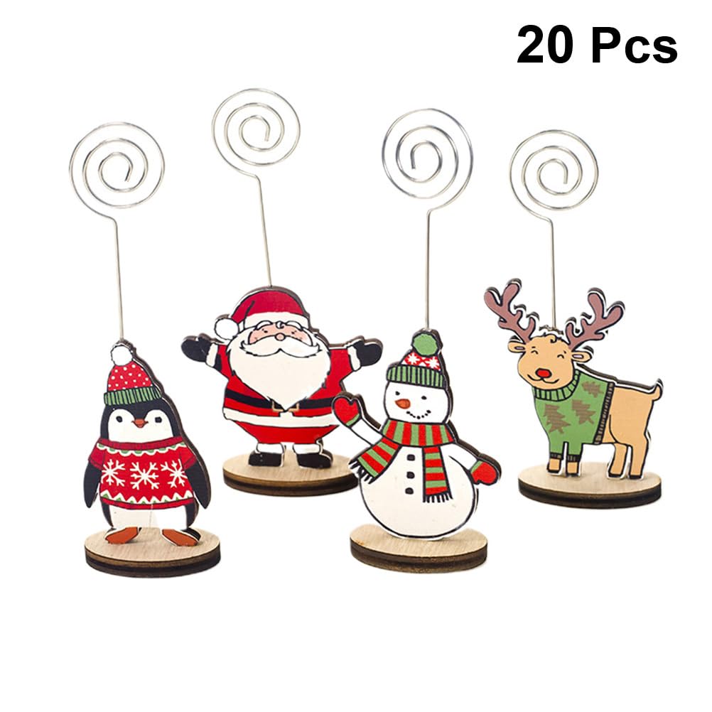 20 Pcs Christmas Wire Card Holder Place Card Holder Table Card Holder for Card Photo Christmas Holiday Wedding Decoration (Style) - Image 2