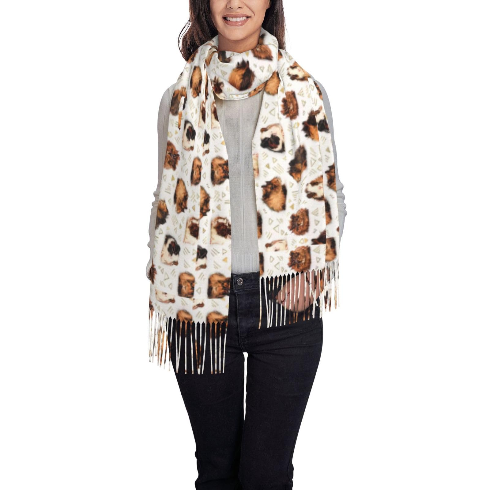 Fifbird Women's Guinea Pigs Guinea Pig Print Scarf Fashion Long Shawls Wraps Winter Warm Lattice Scarves Gifts