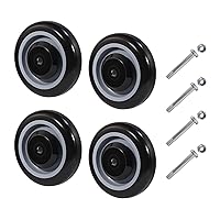 Vista 17 de Ruedas de Repuesto de 5" para Carrito, Ruedas de Carrito de Compras de Poliuretano con Eje de 5/16", Cada Rueda Soporta 350 libras