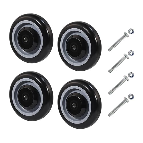 Miniatura 17 de Ruedas de Repuesto de 5" para Carrito, Ruedas de Carrito de Compras de Poliuretano con Eje de 5/16", Cada Rueda Soporta 350 libras