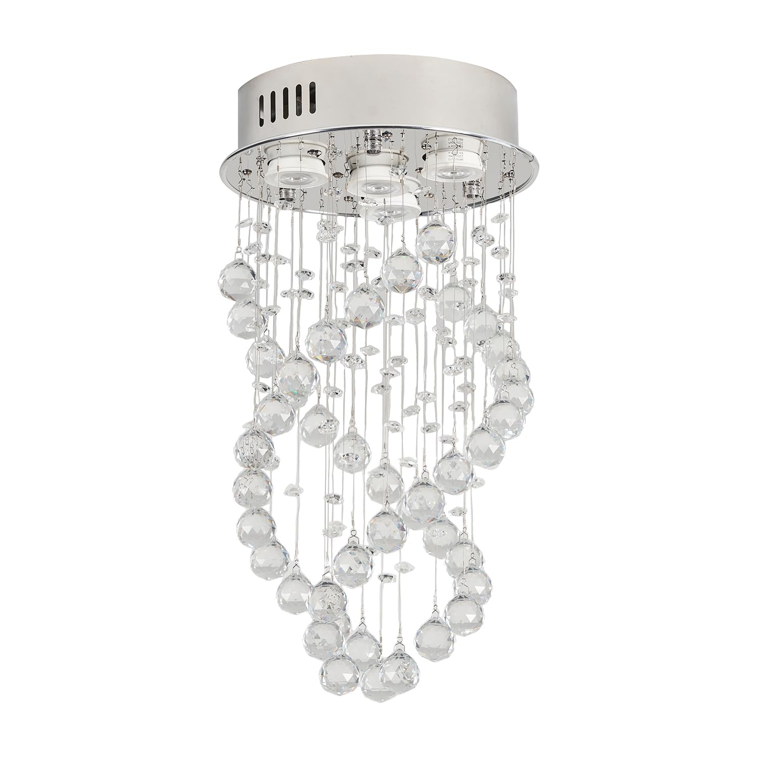 HAUSPRO Chandeliers Ceiling Lights Living Room, Crystal Pendant Light Fixture, Silver Lampshade, Flush Light Fittings Ceilings for Hallway, Bed & Dining Room Office