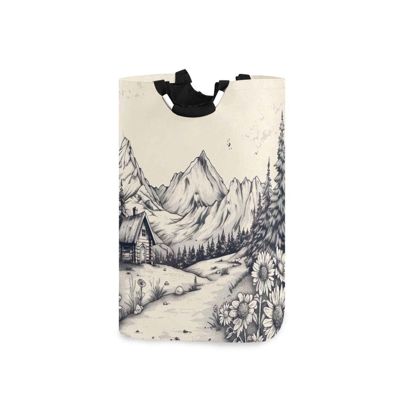 Jihqo Laundry Hamper Basket Farmland Landscape Collapsible Nursery Storage Bin Waterproof Clothing Baskets for Home Bedroom Bathroom Washing Room