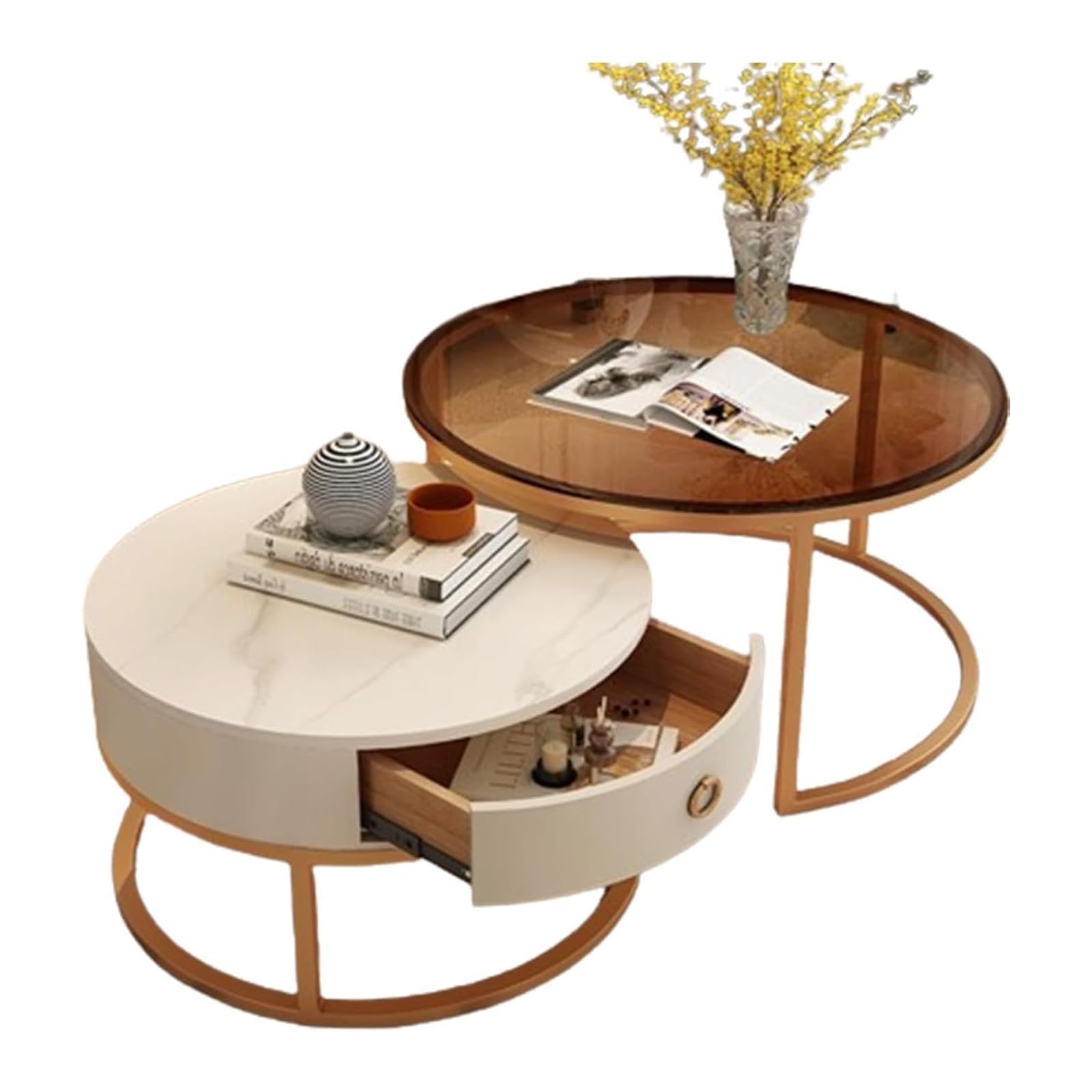 Table d'appoint moderne avec tiroirs rangement pour libérer l'espace du salon