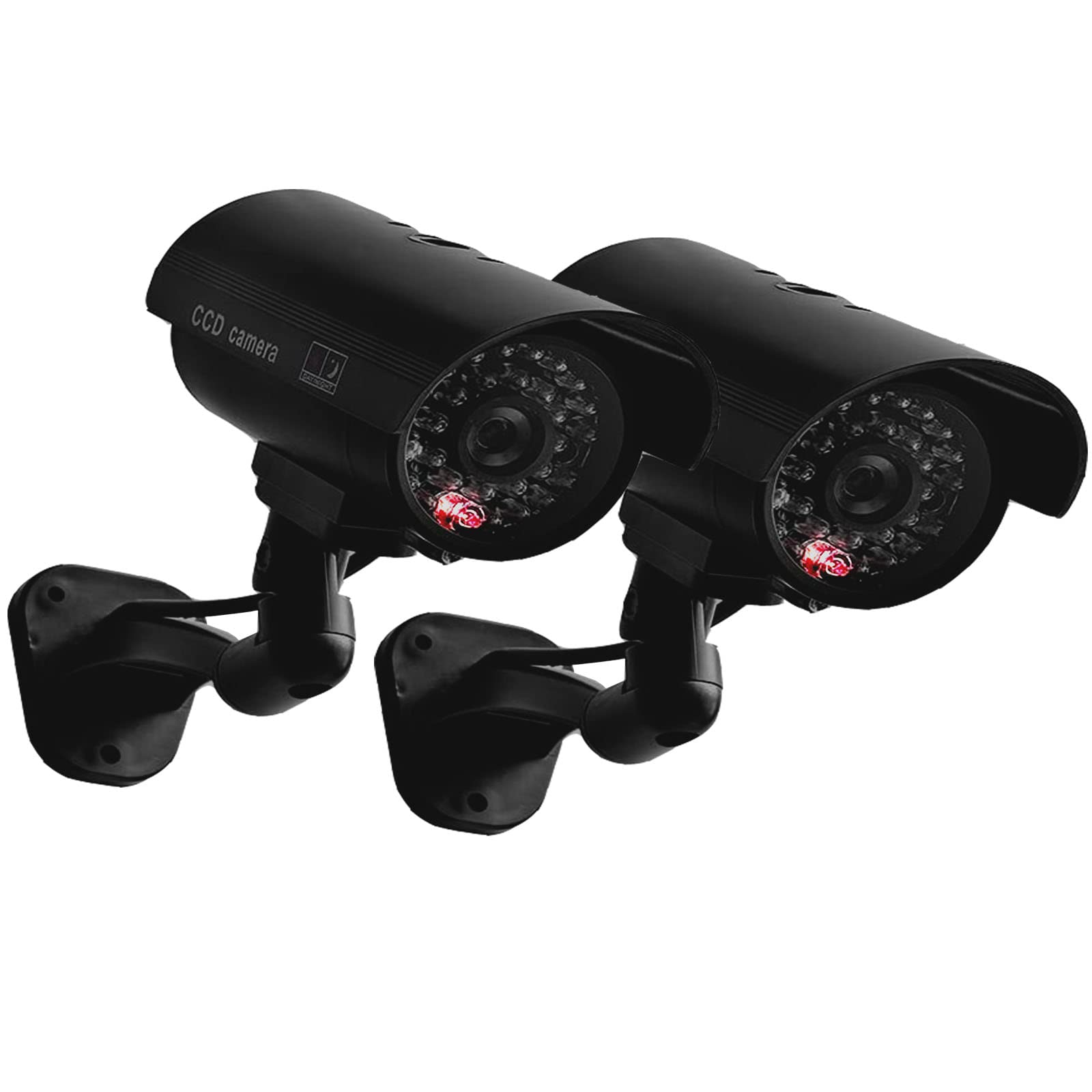 JYtrend Fake Camera, Fake Camera CCTV Surveillance System Realistic Red LED Flashing Light + Warning Sticker for Outdoor and Indoor (Pack of 2, Black)-image-32