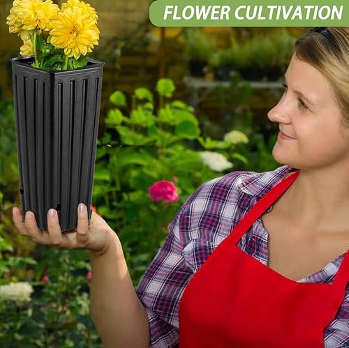 Miniatura 7 de Maceta alta y profunda, 50 piezas de plástico para plantas de semillero, macetas altas para plantas de flores con agujeros de drenaje, contenedor de