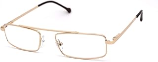SA106 Mens Flat Top Bridge Metal Rim Rectangular Reading Glasses +1.5 Gold