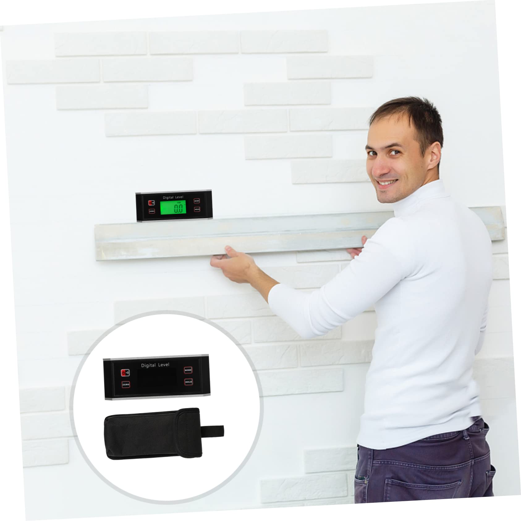 Inclinómetro Digital de Burbuja Pantalla y Modo Absoluto y Relativo, Buscador de Ángulos Abs para Albañilería