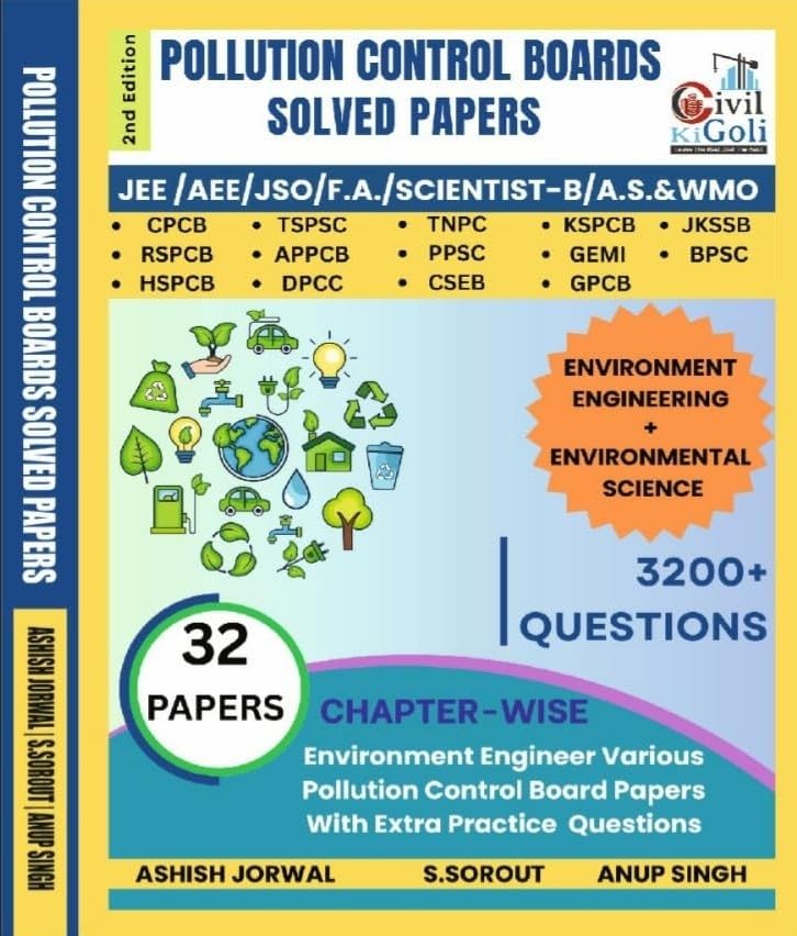 Image of Pollution Control Boards Solved Papers - Environmental Engineering + Environmental Science - 3200+ Questions - 32 Papers Chapterwise - Civil ki Goli Publication - New 2nd Edition