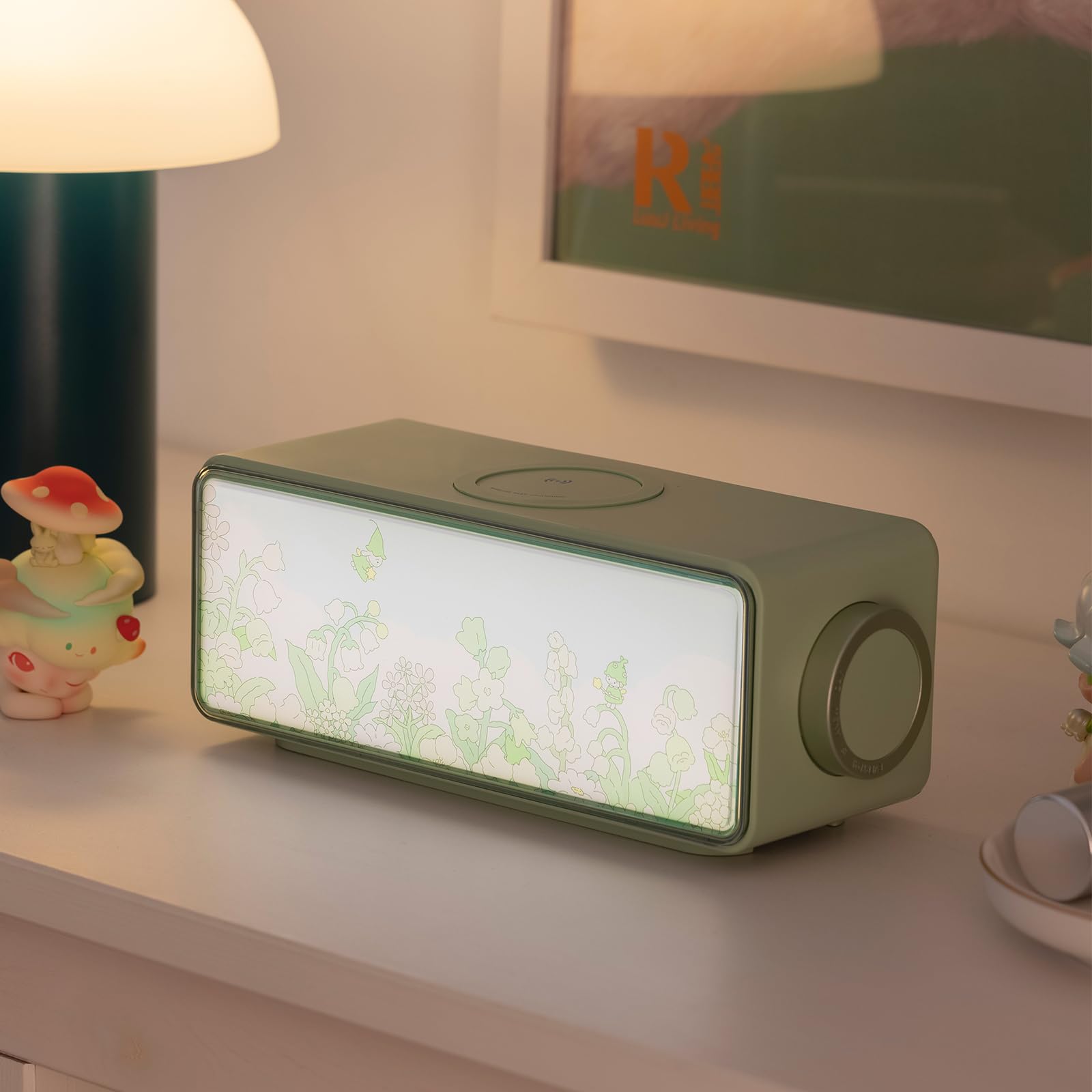 White Noise Sound Machine-4 in1 Night Light Sound Machine for Sleep, Sound Machine/Light-up Painting/Bluetooth Speaker/Wireless Charging, 4 Soothing Sounds,for Baby, Kids, and Adults