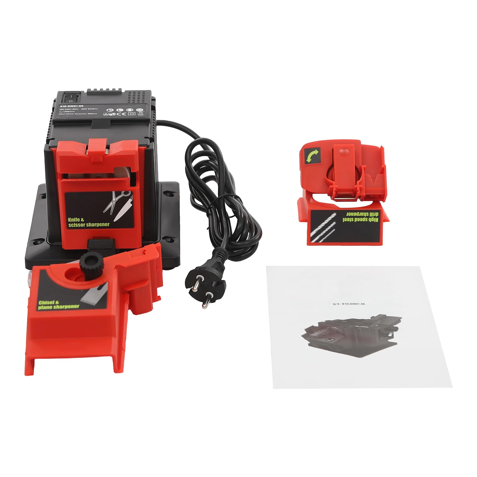 Affilatrice multifunzione da 96 W, universale, affilatrice multifunzione, affilatrice a scalpello, angolo regolabile da 15 a 50° per trapano con diametro da 0,14 a 0,51 Z