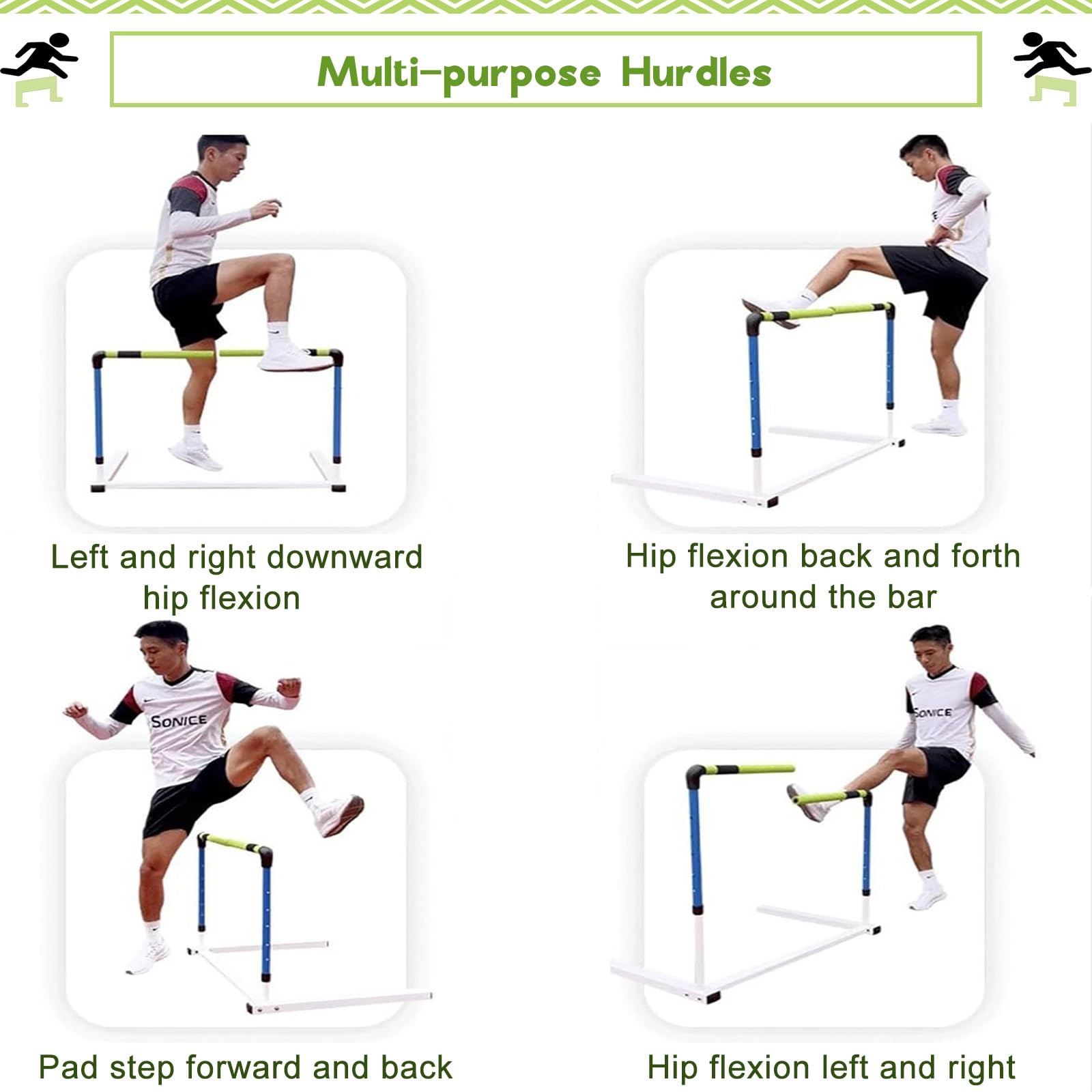 30in - 42in Height Speed Hurdles for Agility Training, Adjustable Track & Field Hurdles Pole/Jumping Training Equipment, Foam & Metal Practice Hurdles for Athletes
