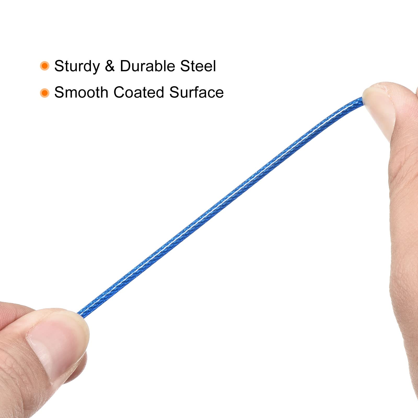 PATIKIL Security Steel Cable 2.5mm x 1m/3.28ft Coated Luggage Lock Wire Rope with Double Loop Blue, 2.5mmx1m - Image 3
