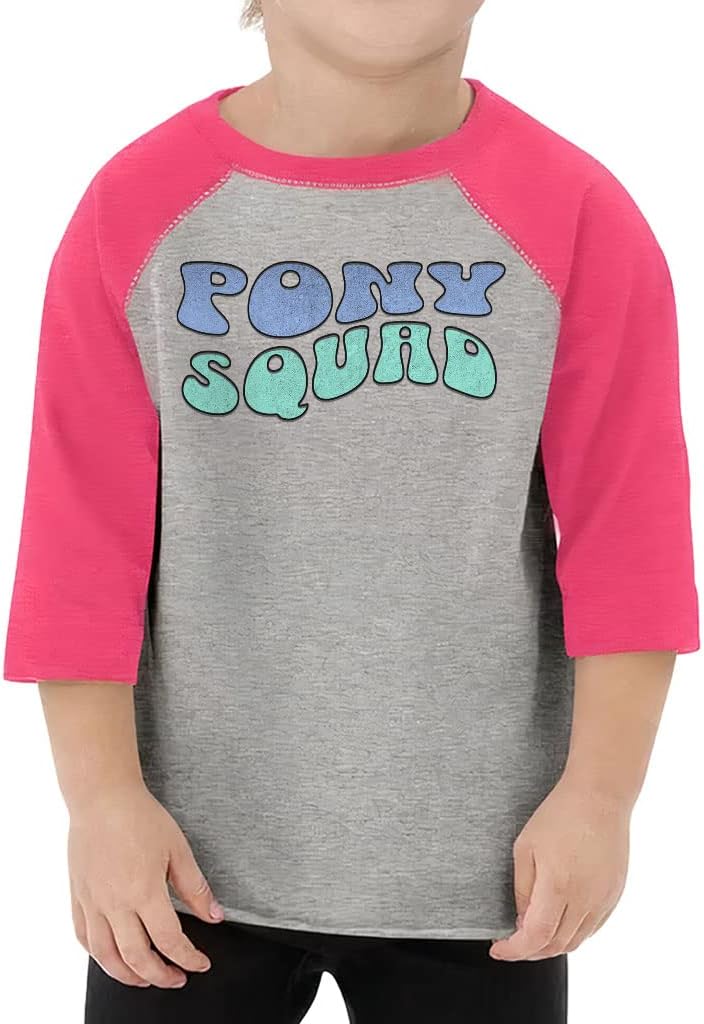 Pony Squad Toddler Baseball T-Shirt - Bright 3/4 Sleeve T-Shirt - Colorful Kids' Baseball Tee