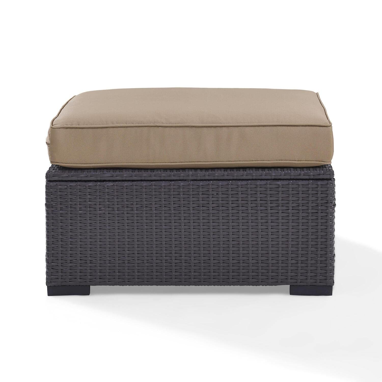 HomeStock French Flair Outdoor Wicker Ottoman White/Brown