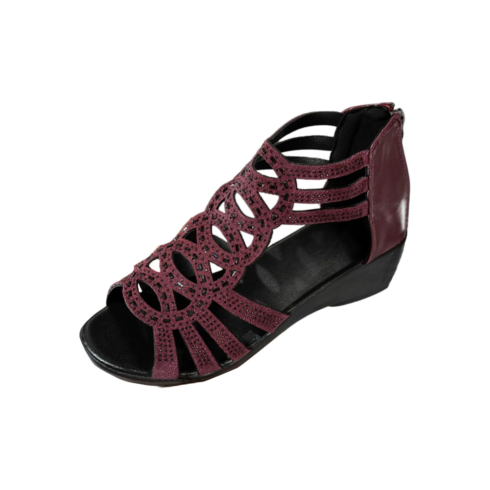 Générique Sandales Femme Confortable Compensées, Sandale Femme Ete Chic Spartiate Chaussures Bout Ouvert Claquettes Elegant Nu Pieds De Soirée Chaussures Antidérapante Nu Pieds Respirant Claquette