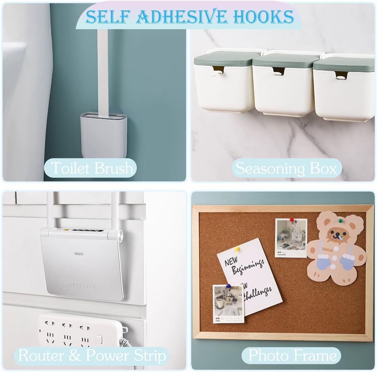 AEE® 10 Çift Yapışkanlı Geçmeli Asma Aparatı Kanca Askı Sabitleyici Klips Seti – Delmeden Montaj – Su Geçirmez Güçlü Yapışkan – Duş Rafı, Mutfak, Banyo ve Ev Düzenleyici Sabitleme Aparatı