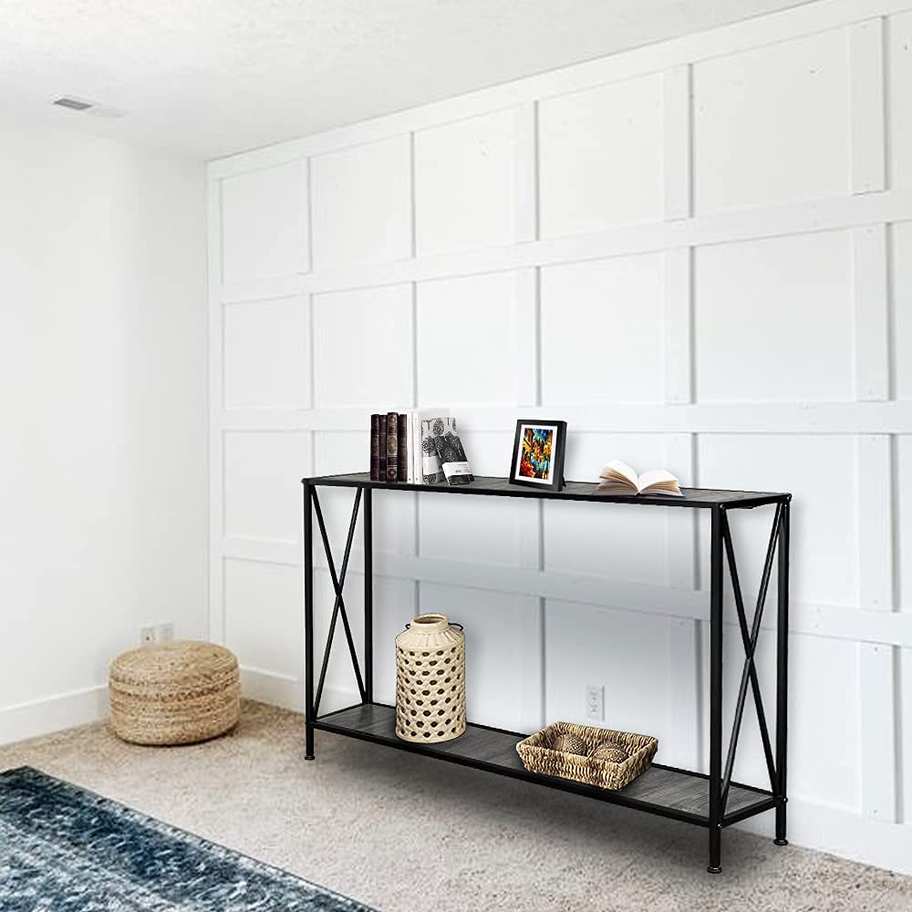 Buy Bonnlo Grey&Black Console Tables for Hallway Slim Metal Frame Sofa