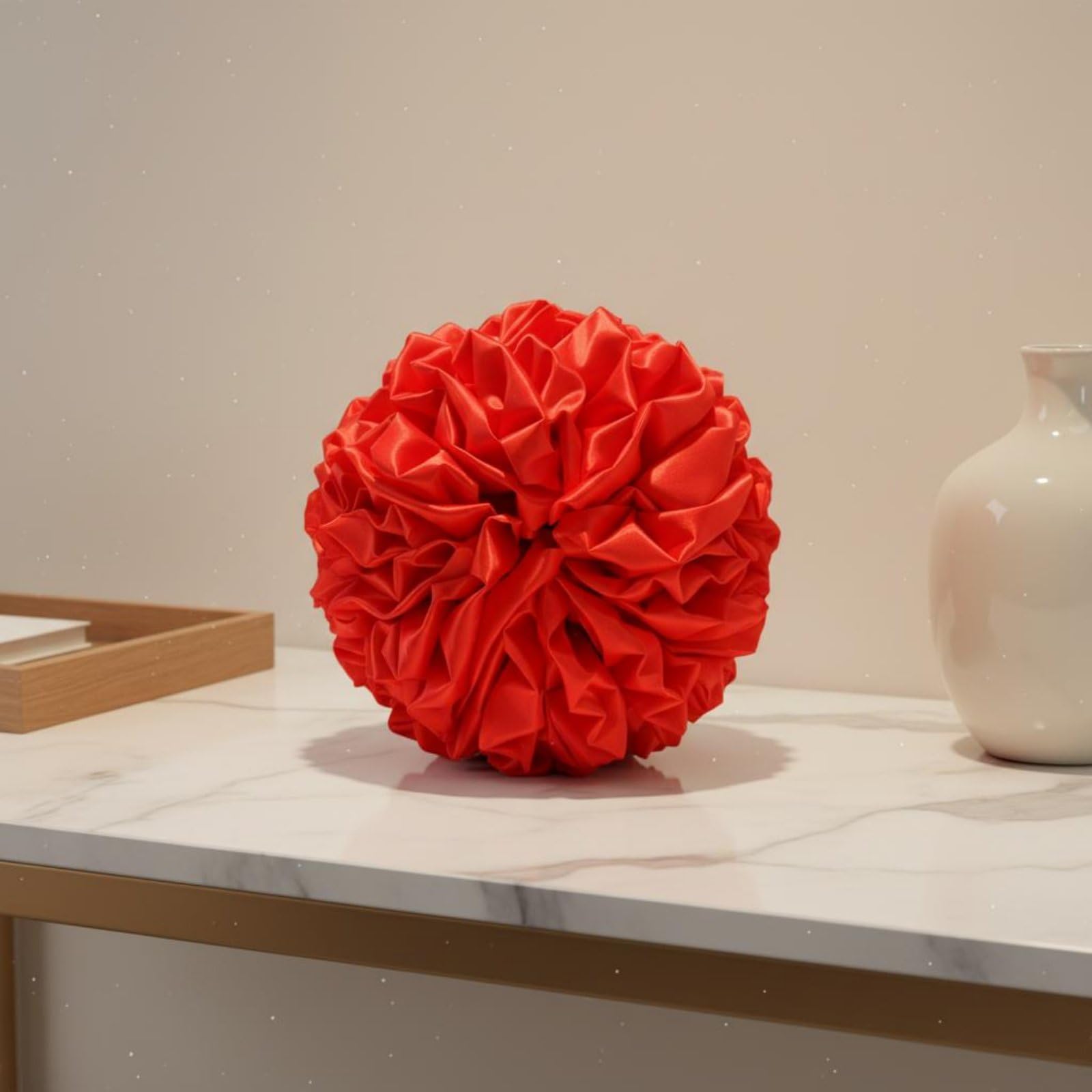 MagiDeal Sfera Cerimoniale in Tessuto Nastro Festivo Palla Decorativa Nuziale Ghirlanda in Stoffa in Tessuto Aspetto Elegante Porta Androne Adatta per Matrimonio Inaugurazione Nuova Casa, 70 Cm