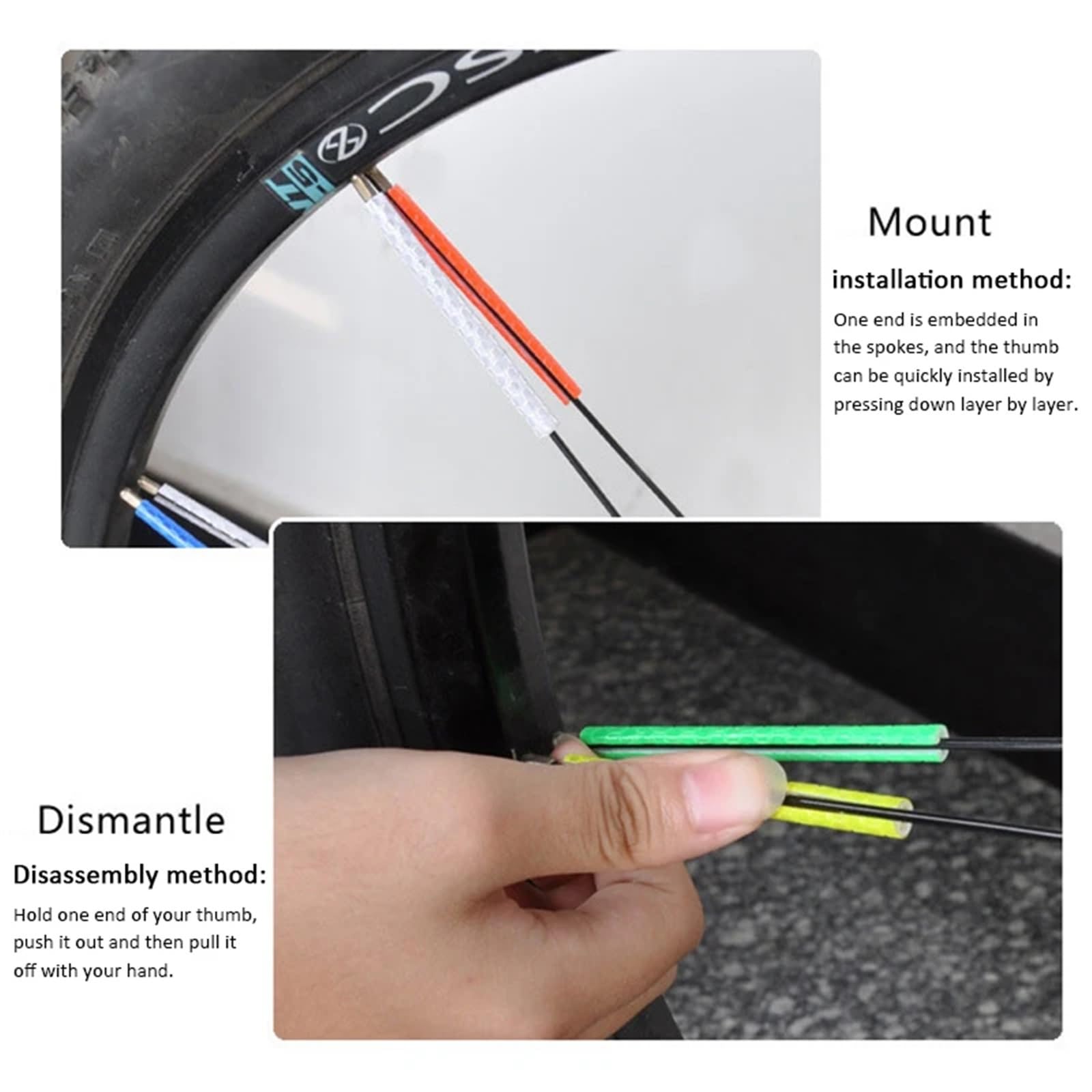 Fahrradlicht 12 stücke Fahrrad Felge Speichen Clip Nacht Sicherheit Warnung Licht Bike Reflektierende Reflektor Streifen Bike Radfahren Zubehör(24PCS Orange)